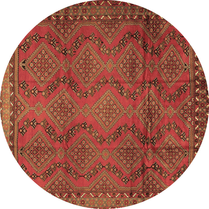 Round Machine Washable Persian Brown Traditional Rug, wshtr2571brn