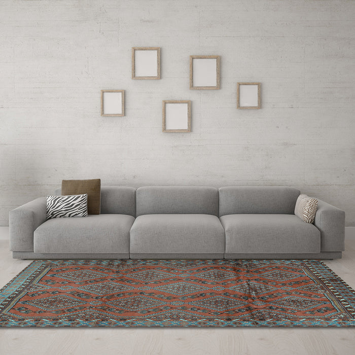 Machine Washable Persian Light Blue Traditional Rug in a Living Room, wshtr2571lblu