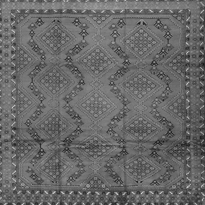 Round Machine Washable Persian Gray Traditional Rug, wshtr2571gry