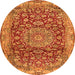 Machine Washable Medallion Orange Traditional Area Rugs, wshtr2572org