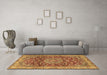 Machine Washable Medallion Brown Traditional Rug in a Living Room,, wshtr2572brn