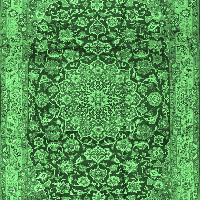 Machine Washable Medallion Emerald Green Traditional Area Rugs, wshtr2572emgrn