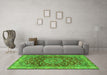 Machine Washable Medallion Green Traditional Area Rugs in a Living Room,, wshtr2572grn