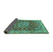 Sideview of Medallion Turquoise Traditional Rug, tr2572turq