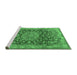 Sideview of Machine Washable Medallion Emerald Green Traditional Area Rugs, wshtr2572emgrn