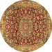 Round Medallion Brown Traditional Rug, tr2572brn