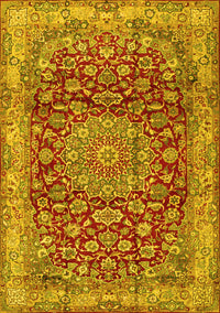 Medallion Yellow Traditional Rug, tr2572yw