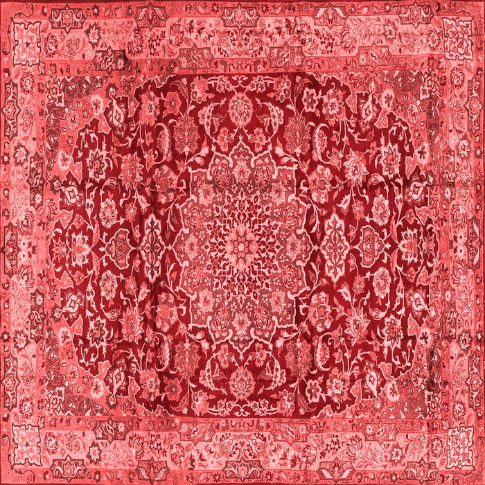 Machine Washable Medallion Red Traditional Rug, wshtr2572red