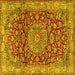 Square Medallion Yellow Traditional Rug, tr2572yw