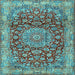 Square Medallion Light Blue Traditional Rug, tr2572lblu