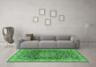 Machine Washable Medallion Emerald Green Traditional Area Rugs in a Living Room,, wshtr2572emgrn