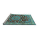 Sideview of Machine Washable Medallion Light Blue Traditional Rug, wshtr2572lblu