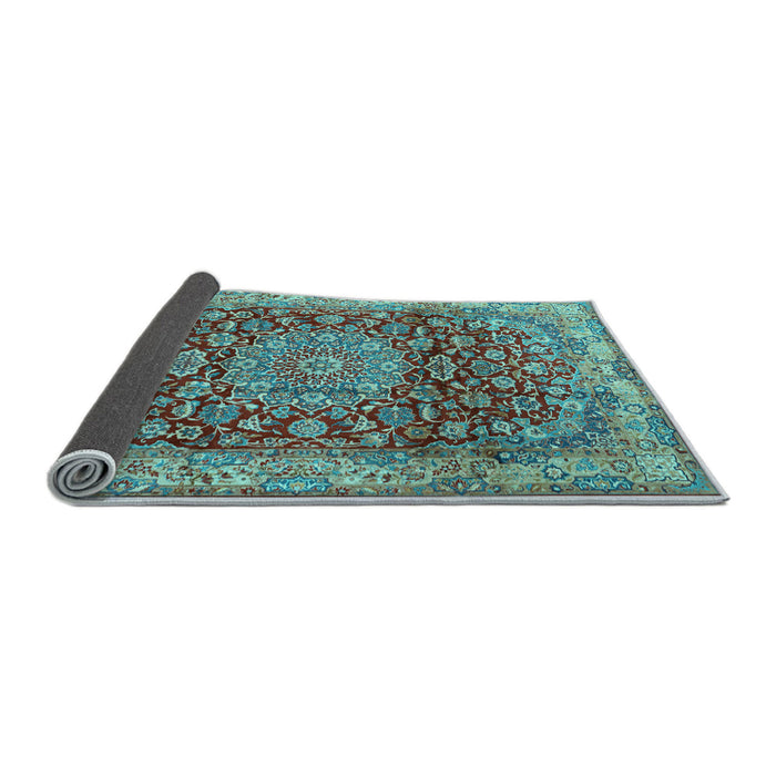 Sideview of Medallion Light Blue Traditional Rug, tr2572lblu