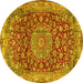 Round Medallion Yellow Traditional Rug, tr2572yw