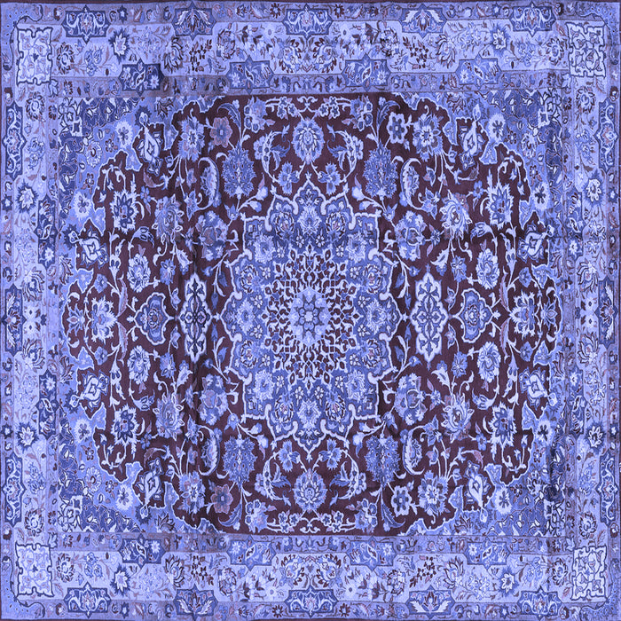 Square Machine Washable Medallion Blue Traditional Rug, wshtr2572blu