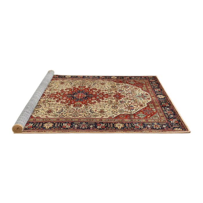 Sideview of Machine Washable Traditional Saffron Red Rug, wshtr2573