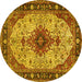 Round Medallion Yellow Traditional Rug, tr2573yw