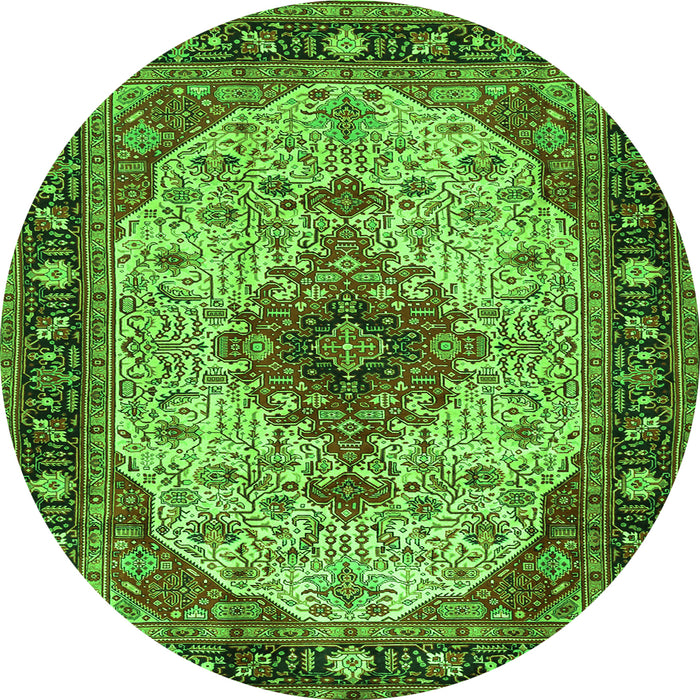 Square Medallion Green Traditional Rug, tr2573grn