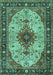 Machine Washable Medallion Turquoise Traditional Area Rugs, wshtr2573turq