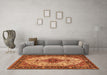 Machine Washable Medallion Orange Traditional Area Rugs in a Living Room, wshtr2573org