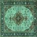 Square Medallion Turquoise Traditional Rug, tr2573turq