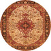 Machine Washable Medallion Orange Traditional Area Rugs, wshtr2573org