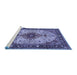 Sideview of Machine Washable Medallion Blue Traditional Rug, wshtr2573blu