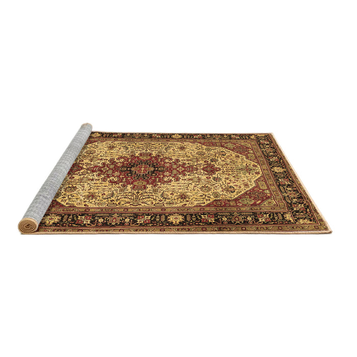 Sideview of Machine Washable Medallion Brown Traditional Rug, wshtr2573brn
