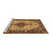 Sideview of Machine Washable Medallion Brown Traditional Rug, wshtr2573brn