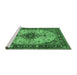 Sideview of Machine Washable Medallion Emerald Green Traditional Area Rugs, wshtr2573emgrn