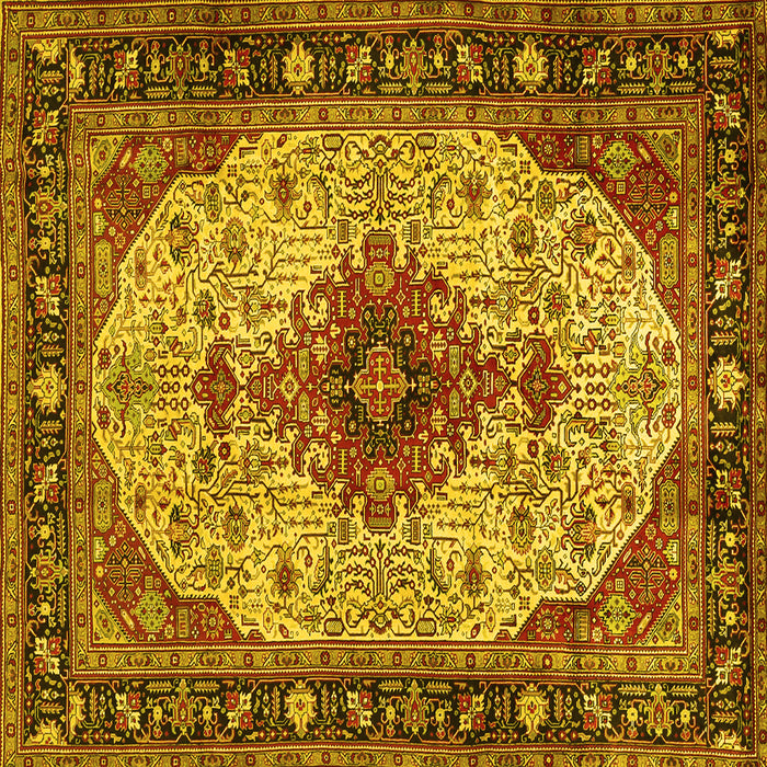 Square Medallion Yellow Traditional Rug, tr2573yw