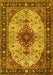 Machine Washable Medallion Yellow Traditional Rug, wshtr2573yw