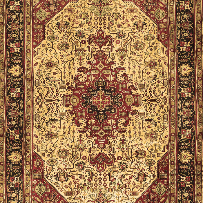 Machine Washable Medallion Brown Traditional Rug, wshtr2573brn