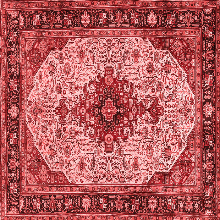 Machine Washable Medallion Red Traditional Rug, wshtr2573red