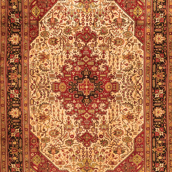 Serging Thickness of Machine Washable Medallion Orange Traditional Area Rugs, wshtr2573org