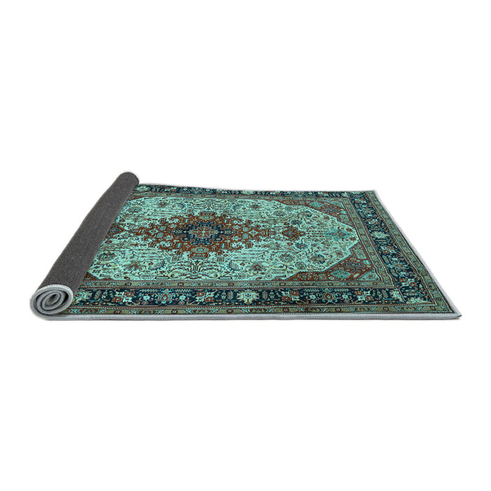 Sideview of Medallion Light Blue Traditional Rug, tr2573lblu
