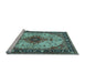 Sideview of Machine Washable Medallion Light Blue Traditional Rug, wshtr2573lblu