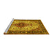 Sideview of Machine Washable Medallion Yellow Traditional Rug, wshtr2573yw