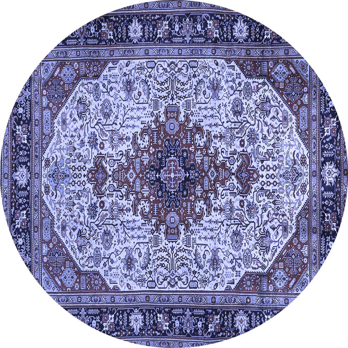Round Medallion Blue Traditional Rug, tr2573blu