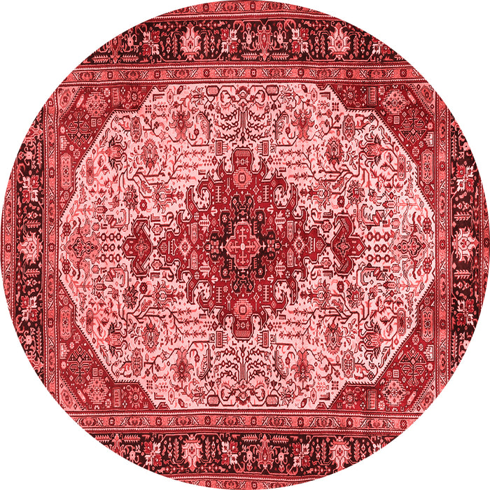 Machine Washable Medallion Red Traditional Rug, wshtr2573red