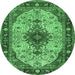 Round Medallion Emerald Green Traditional Rug, tr2573emgrn