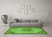 Machine Washable Medallion Green Traditional Area Rugs in a Living Room,, wshtr2574grn