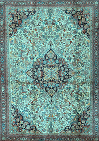 Medallion Light Blue Traditional Rug, tr2574lblu