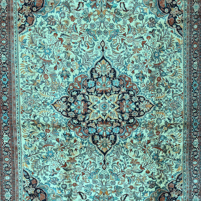 Medallion Light Blue Traditional Rug, tr2574lblu