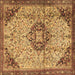 Square Medallion Brown Traditional Rug, tr2574brn