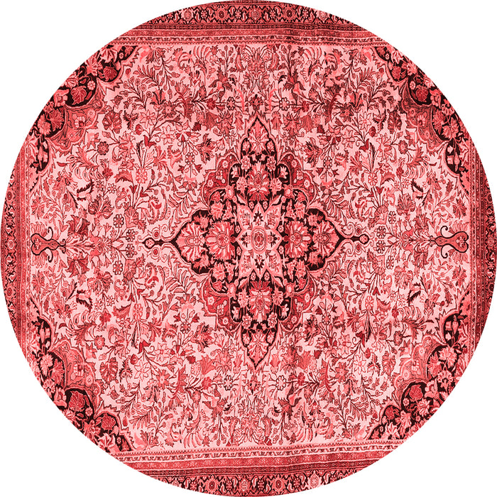 Machine Washable Medallion Red Traditional Rug, wshtr2574red