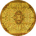 Round Medallion Yellow Traditional Rug, tr2574yw