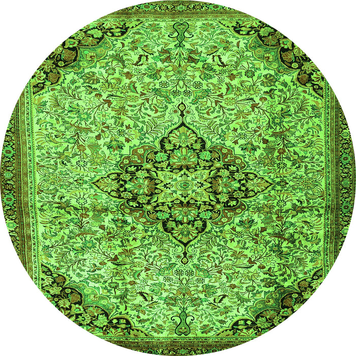 Machine Washable Medallion Green Traditional Area Rugs, wshtr2574grn