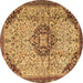 Round Medallion Brown Traditional Rug, tr2574brn