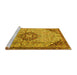 Sideview of Machine Washable Medallion Yellow Traditional Rug, wshtr2574yw